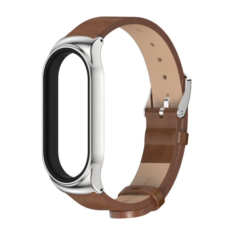 For Xiaomi Mi Band 8 Mijobs CS Case Microfiber PU Leather Watch Band(Brown Silver) - free shipping - PMc TechLife - Order now!