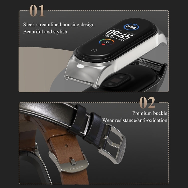 For Xiaomi Mi Band 8 Mijobs CS Case Microfiber PU Leather Watch Band(Brown Gold) - free shipping - PMc TechLife - Order now!