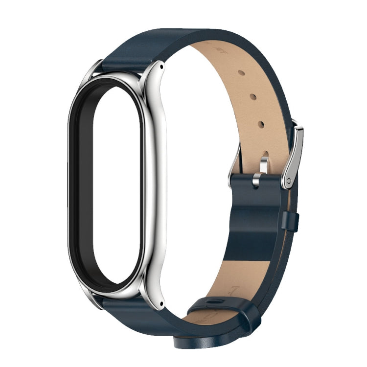 For Xiaomi Mi Band 8 Mijobs Plus Case Microfiber PU Leather Watch Band(Blue Silver) - free shipping - PMc TechLife - Order now!