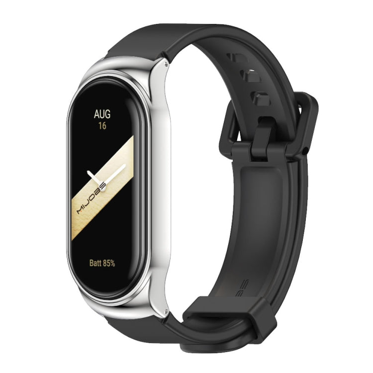 For Xiaomi Mi Band 8 Mijobs CS Case Silicone Watch Band(Black Silver) - Watch Bands by MIJOBS | Online Shopping South Africa | PMC Jewellery