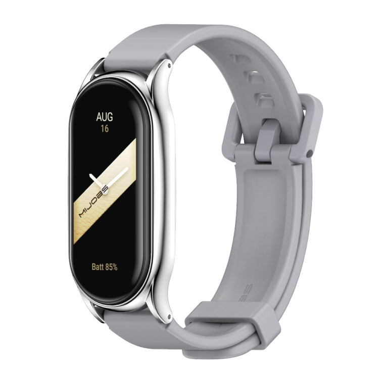 For Xiaomi Mi Band 8 Mijobs Plus Case Silicone Watch Band(Grey Silver) - free shipping - PMc TechLife - Order now!