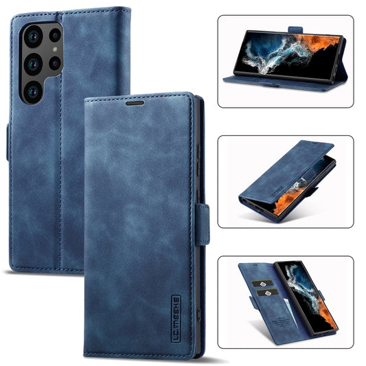 For Samsung Galaxy S24 Ultra 5G LC.IMEEKE Strong Magnetism Microfiber Leather Phone Case(Blue) - Galaxy S24 Ultra 5G Cases by LC.IMEEKE | Online Shopping South Africa | PMC Jewellery | Buy Now Pay Later Mobicred