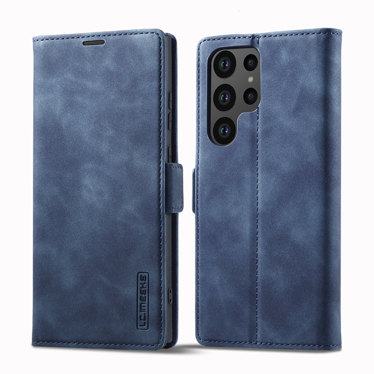 For Samsung Galaxy S24 Ultra 5G LC.IMEEKE Strong Magnetism Microfiber Leather Phone Case(Blue) - Galaxy S24 Ultra 5G Cases by LC.IMEEKE | Online Shopping South Africa | PMC Jewellery | Buy Now Pay Later Mobicred