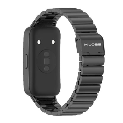 For Huawei Band 8 Mijobs Bamboo Buckle Stainless Steel Watch Band(Black) - Watch Bands by MIJOBS | Online Shopping South Africa | PMC Jewellery