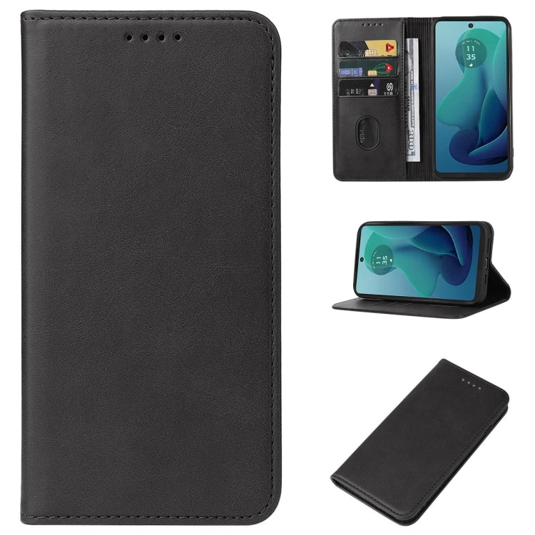 For Motorola Moto G 5G 2024 Magnetic Closure Leather Phone Case(Black) - Motorola Cases by PMC Jewellery | Online Shopping South Africa | PMC Jewellery | Buy Now Pay Later Mobicred