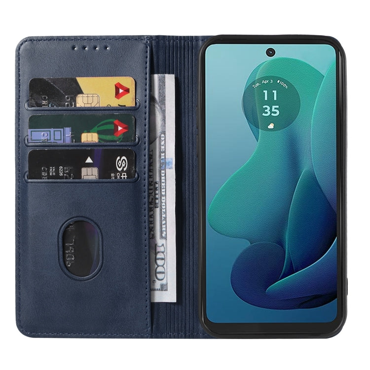 For Motorola Moto G 5G 2024 Magnetic Closure Leather Phone Case(Blue) - free shipping - PMC Jewellery - Order now!
