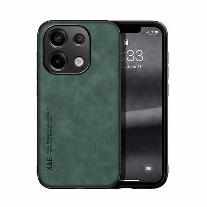 For Xiaomi Redmi Note 13 Pro 4G Skin Feel Magnetic Leather Back Phone Case(Green) - Note 13 Pro Cases by PMC Jewellery | Online Shopping South Africa | PMC Jewellery | Buy Now Pay Later Mobicred