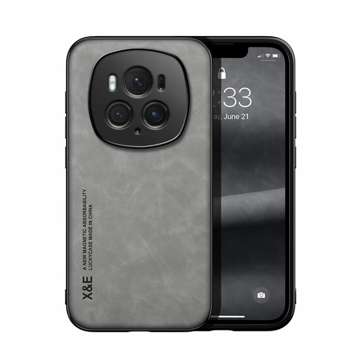 For Honor Magic6 Pro Skin Feel Magnetic Leather Back Phone Case(Light Grey) - Honor Cases by PMC TechLife | Online Shopping South Africa | PMC TechLife | Buy Now Pay Later Mobicred