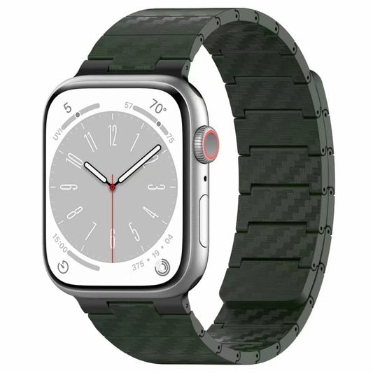 For Apple Watch Series 9 41mm Carbon Fiber Magnetic Loop Watch Band(Official Green) - Watch Bands by PMC Jewellery | Online Shopping South Africa | PMC Jewellery