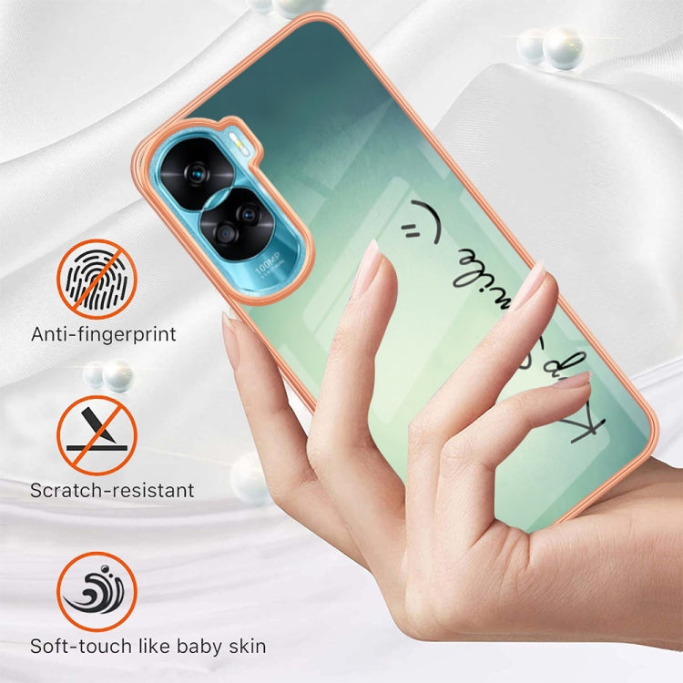 For Honor 90 Lite 5G Electroplating Marble Dual-side IMD Phone Case(Smile) - Honor Cases by PMC TechLife | Online Shopping South Africa | PMC TechLife | Buy Now Pay Later Mobicred