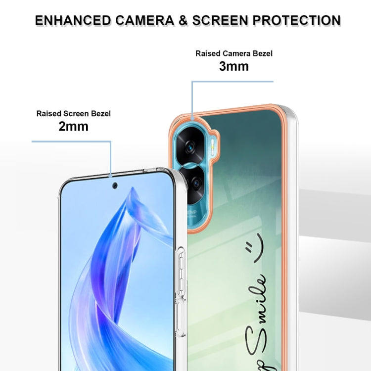 For Honor 90 Lite 5G Electroplating Marble Dual-side IMD Phone Case(Smile) - Honor Cases by PMC TechLife | Online Shopping South Africa | PMC TechLife | Buy Now Pay Later Mobicred