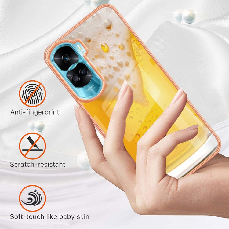 For Honor 90 Lite 5G Electroplating Marble Dual-side IMD Phone Case(Draft Beer) - Honor Cases by PMC TechLife | Online Shopping South Africa | PMC TechLife | Buy Now Pay Later Mobicred