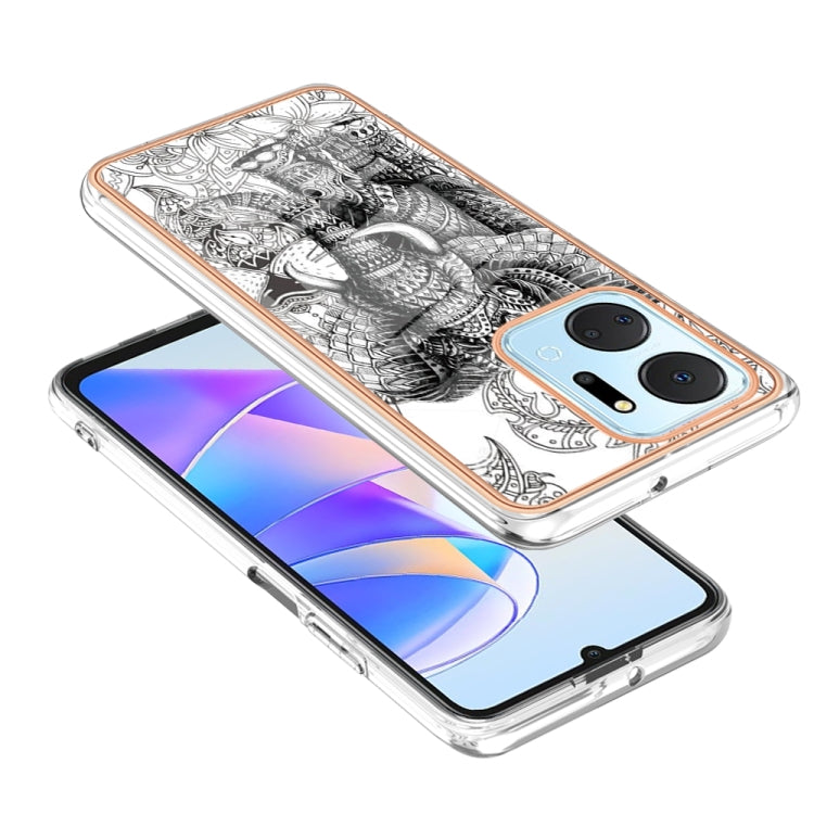 For Honor X7a Electroplating Marble Dual-side IMD Phone Case(Totem Elephant) - Honor Cases by PMC Jewellery | Online Shopping South Africa | PMC Jewellery | Buy Now Pay Later Mobicred