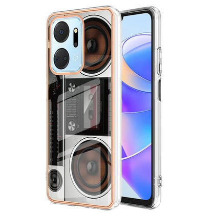 For Honor X7a Electroplating Marble Dual-side IMD Phone Case(Retro Radio) - Honor Cases by PMC Jewellery | Online Shopping South Africa | PMC Jewellery | Buy Now Pay Later Mobicred