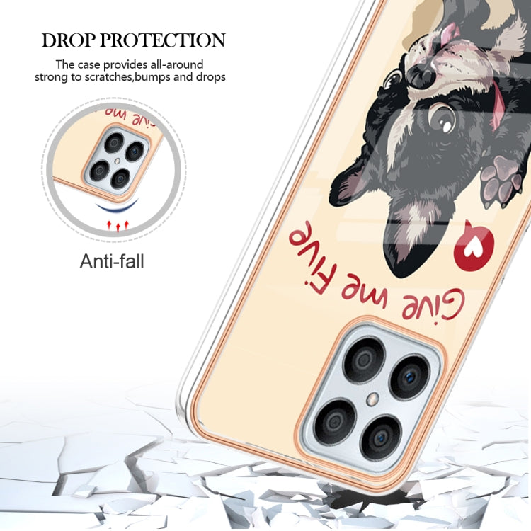 For Honor X8 4G Electroplating Marble Dual-side IMD Phone Case(Lucky Dog) - Honor Cases by PMC TechLife | Online Shopping South Africa | PMC TechLife | Buy Now Pay Later Mobicred
