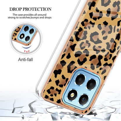 For Honor X8 5G / X6 4G Electroplating Marble Dual-side IMD Phone Case(Leopard Print) - Honor Cases by PMC Jewellery | Online Shopping South Africa | PMC Jewellery | Buy Now Pay Later Mobicred