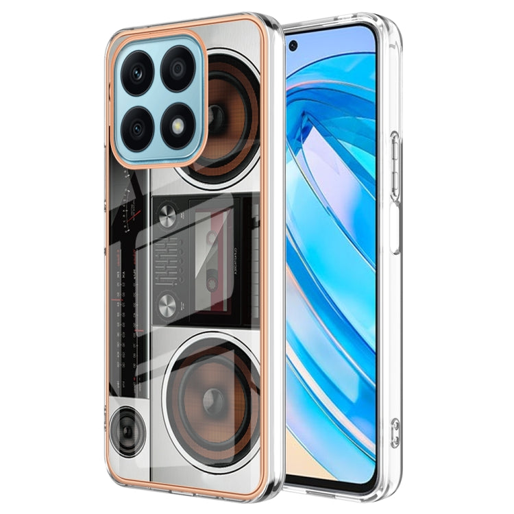 For Honor X8a Electroplating Marble Dual-side IMD Phone Case(Retro Radio) - Honor Cases by PMC Jewellery | Online Shopping South Africa | PMC Jewellery | Buy Now Pay Later Mobicred