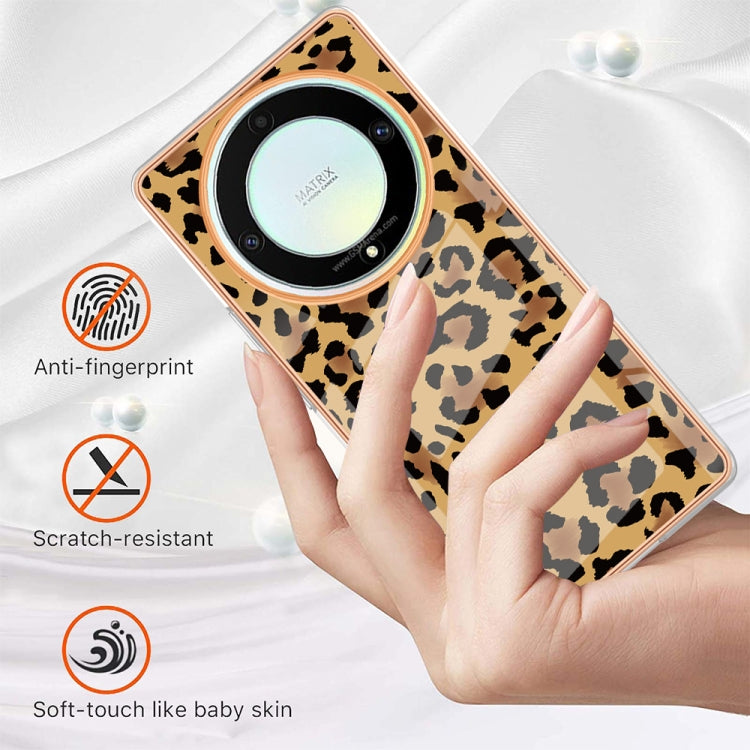 For Honor X9a / Magic5 Lite Electroplating Marble Dual-side IMD Phone Case(Leopard Print) - Honor Cases by PMC Jewellery | Online Shopping South Africa | PMC Jewellery | Buy Now Pay Later Mobicred