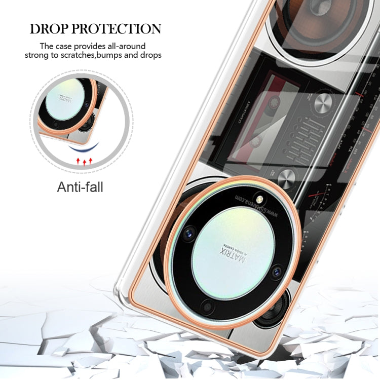 For Honor X9a / Magic5 Lite Electroplating Marble Dual-side IMD Phone Case(Retro Radio) - Honor Cases by PMC TechLife | Online Shopping South Africa | PMC TechLife | Buy Now Pay Later Mobicred