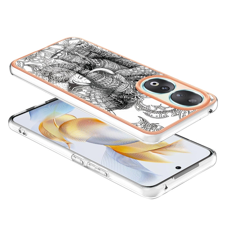 For Honor 90 5G Electroplating Marble Dual-side IMD Phone Case(Totem Elephant) - Honor Cases by PMC Jewellery | Online Shopping South Africa | PMC Jewellery | Buy Now Pay Later Mobicred