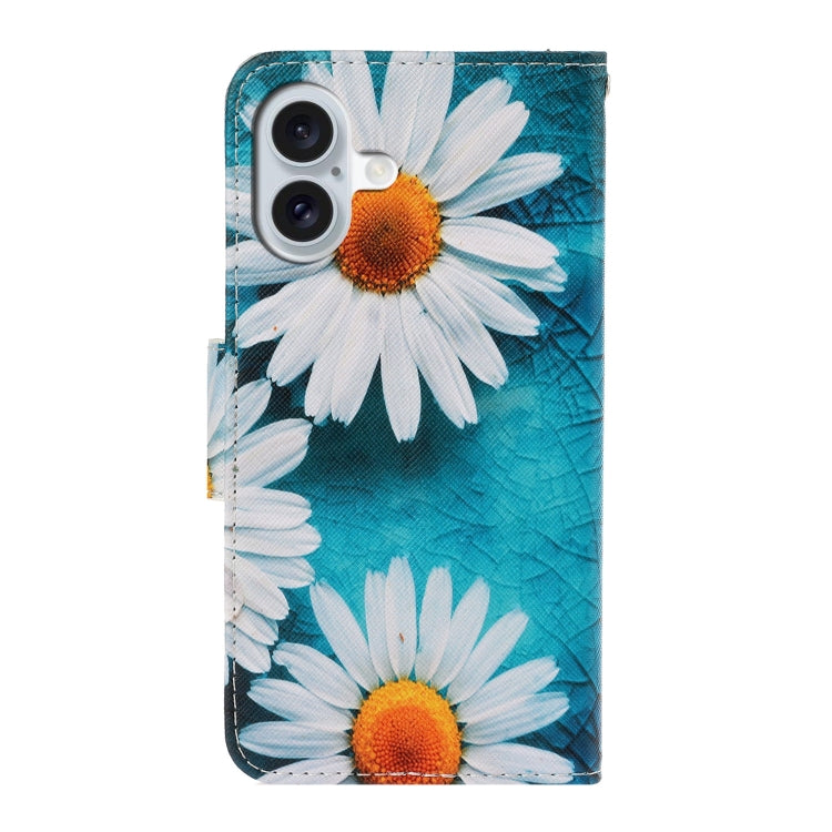 For iPhone 16 3D Colored Drawing Flip Leather Phone Case(Daisy) - iPhone 16 Cases by PMC Jewellery | Online Shopping South Africa | PMC Jewellery | Buy Now Pay Later Mobicred