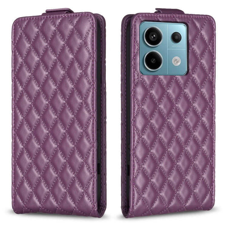 For Xiaomi Redmi Note 13 Pro 4G Global Diamond Lattice Vertical Flip Leather Phone Case(Dark Purple) - Note 13 Pro Cases by PMC Jewellery | Online Shopping South Africa | PMC Jewellery | Buy Now Pay Later Mobicred