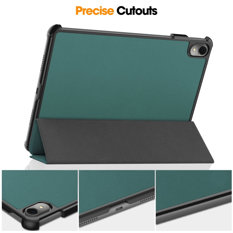 For Huawei MatePad 11.5 2023 Custer Texture 3-Fold Holder Leather Tablet Case(Green) - Huawei by PMC TechLife | Online Shopping South Africa | PMC TechLife