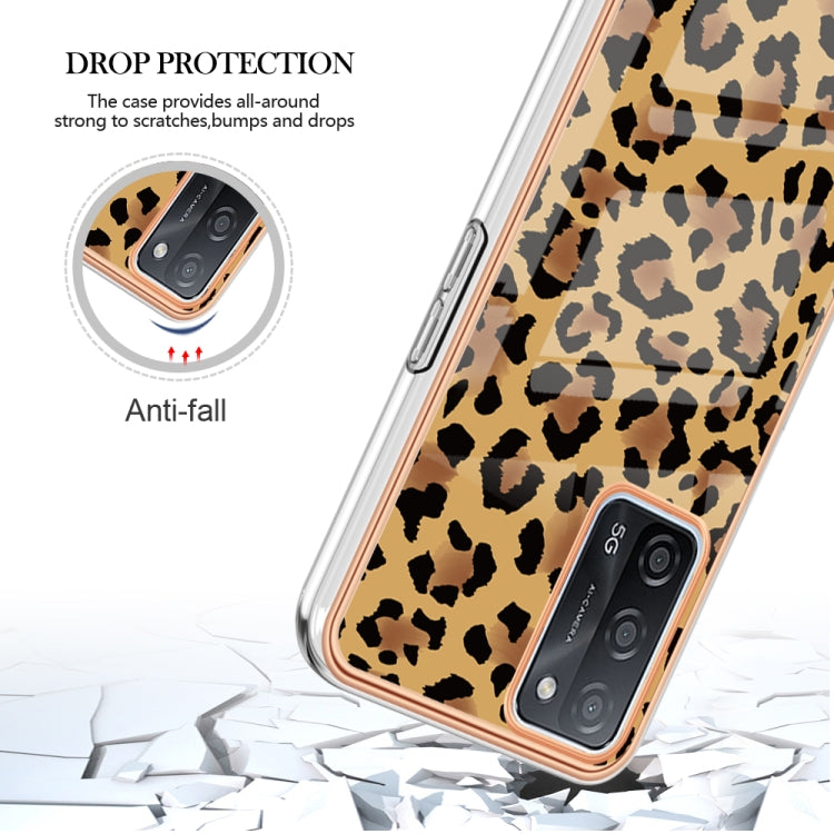 For OPPO A55 5G / A53s 5G / A54 4G Electroplating Marble Dual-side IMD Phone Case(Leopard Print) - OPPO Cases by PMC Jewellery | Online Shopping South Africa | PMC Jewellery | Buy Now Pay Later Mobicred