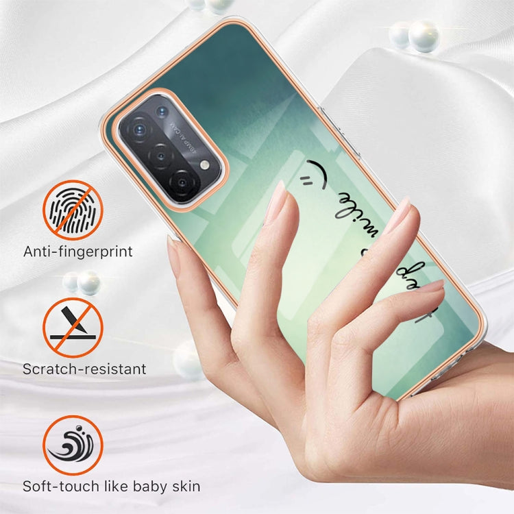 For OPPO A74 / A93 5G / A54 5G / A93s 5G Electroplating Marble Dual-side IMD Phone Case(Smile) - OPPO Cases by PMC Jewellery | Online Shopping South Africa | PMC Jewellery | Buy Now Pay Later Mobicred