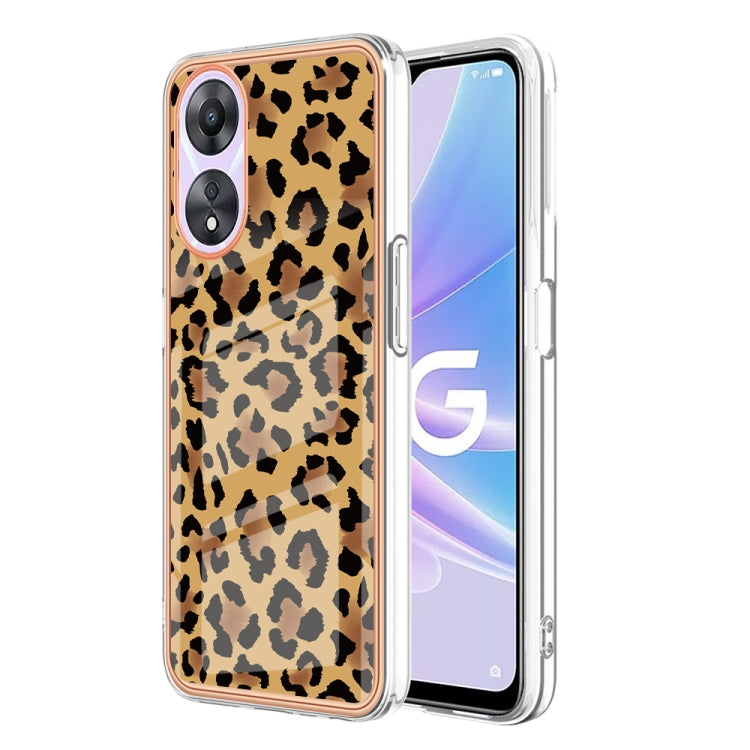 For OPPO A78 / A58 Electroplating Marble Dual-side IMD Phone Case(Leopard Print) - OPPO Cases by PMC TechLife | Online Shopping South Africa | PMC TechLife | Buy Now Pay Later Mobicred