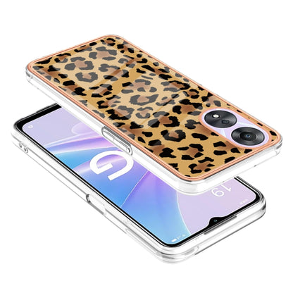 For OPPO A78 / A58 Electroplating Marble Dual-side IMD Phone Case(Leopard Print) - OPPO Cases by PMC Jewellery | Online Shopping South Africa | PMC Jewellery | Buy Now Pay Later Mobicred