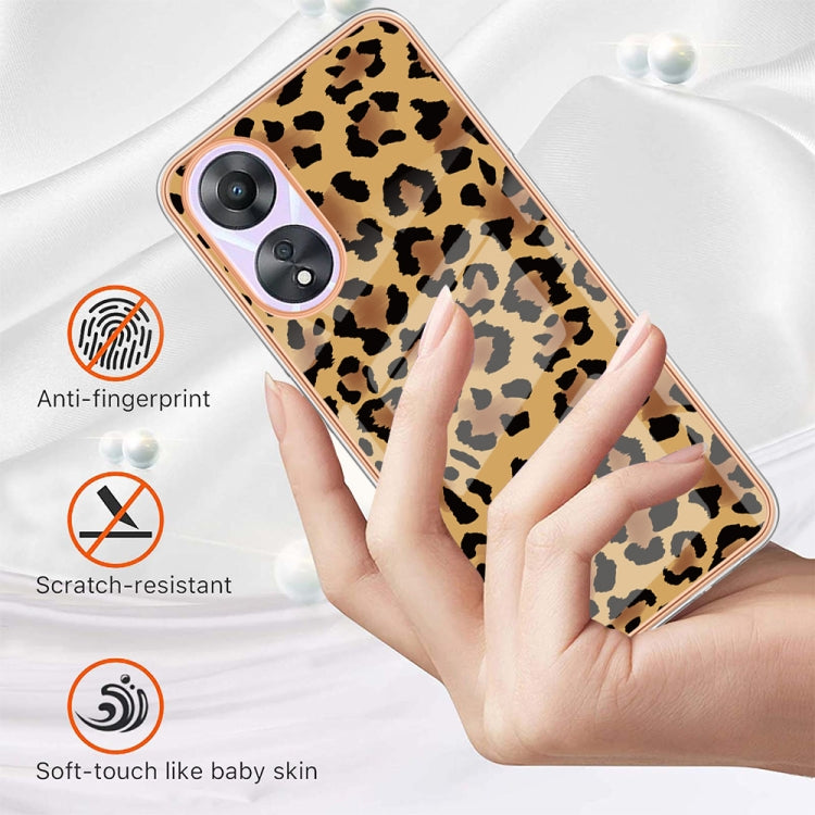 For OPPO A78 / A58 Electroplating Marble Dual-side IMD Phone Case(Leopard Print) - OPPO Cases by PMC TechLife | Online Shopping South Africa | PMC TechLife | Buy Now Pay Later Mobicred