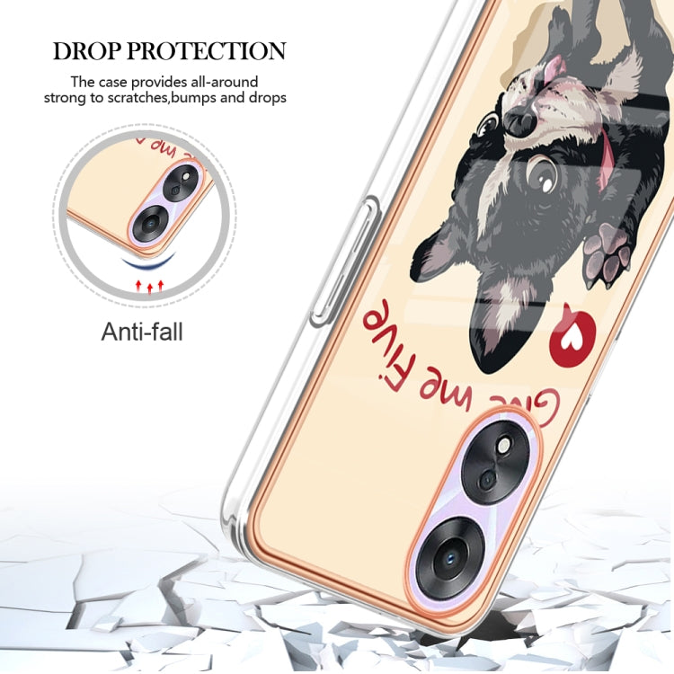 For OPPO A78 / A58 Electroplating Marble Dual-side IMD Phone Case(Lucky Dog) - OPPO Cases by PMC TechLife | Online Shopping South Africa | PMC TechLife | Buy Now Pay Later Mobicred