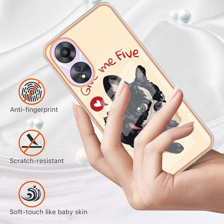 For OPPO A78 / A58 Electroplating Marble Dual-side IMD Phone Case(Lucky Dog) - OPPO Cases by PMC TechLife | Online Shopping South Africa | PMC TechLife | Buy Now Pay Later Mobicred