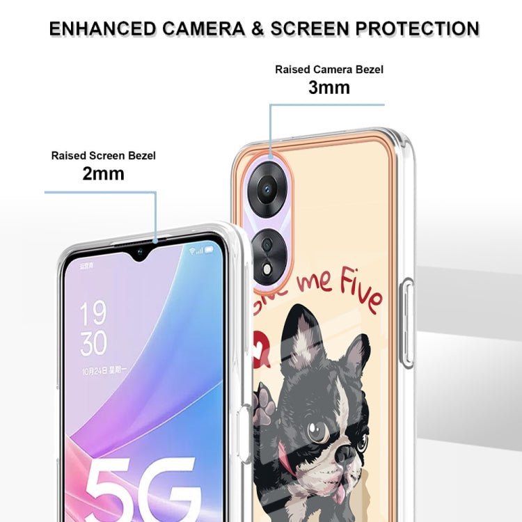 For OPPO A78 / A58 Electroplating Marble Dual-side IMD Phone Case(Lucky Dog) - OPPO Cases by PMC TechLife | Online Shopping South Africa | PMC TechLife | Buy Now Pay Later Mobicred