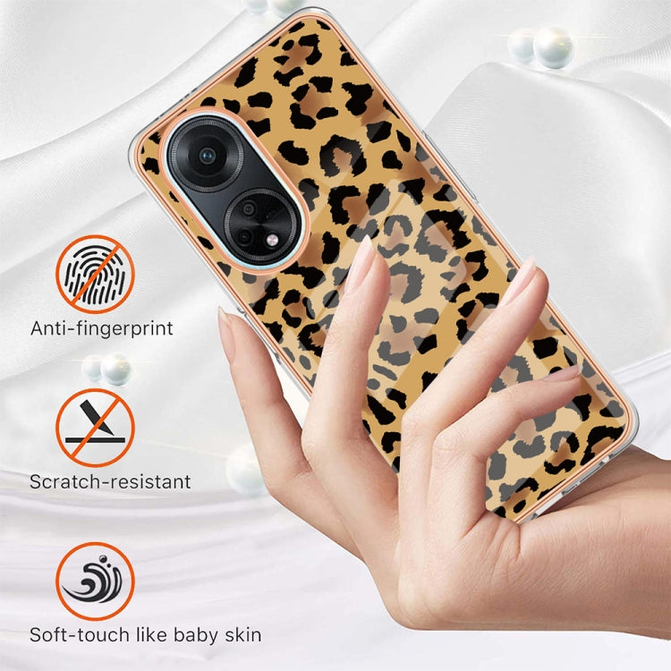 For OPPO A98 Electroplating Marble Dual-side IMD Phone Case(Leopard Print) - OPPO Cases by PMC TechLife | Online Shopping South Africa | PMC TechLife | Buy Now Pay Later Mobicred