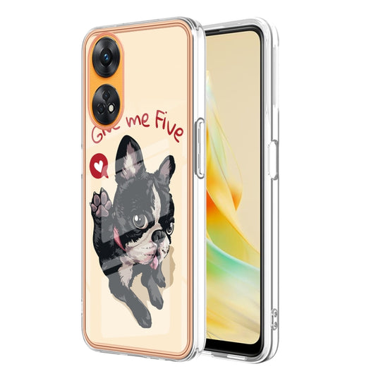 For OPPO Reno8 T 4G Electroplating Marble Dual-side IMD Phone Case(Lucky Dog) - OPPO Cases by PMC Jewellery | Online Shopping South Africa | PMC Jewellery | Buy Now Pay Later Mobicred