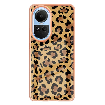 For OPPO Reno10 5G Global Electroplating Marble Dual-side IMD Phone Case(Leopard Print) - OPPO Cases by PMC Jewellery | Online Shopping South Africa | PMC Jewellery | Buy Now Pay Later Mobicred