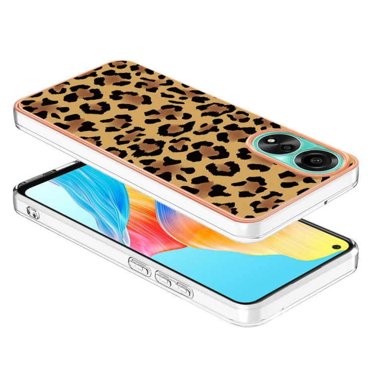 For OPPO A78 4G Electroplating Marble Dual-side IMD Phone Case(Leopard Print) - OPPO Cases by PMC TechLife | Online Shopping South Africa | PMC TechLife | Buy Now Pay Later Mobicred