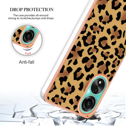 For OPPO A78 4G Electroplating Marble Dual-side IMD Phone Case(Leopard Print) - OPPO Cases by PMC Jewellery | Online Shopping South Africa | PMC Jewellery | Buy Now Pay Later Mobicred