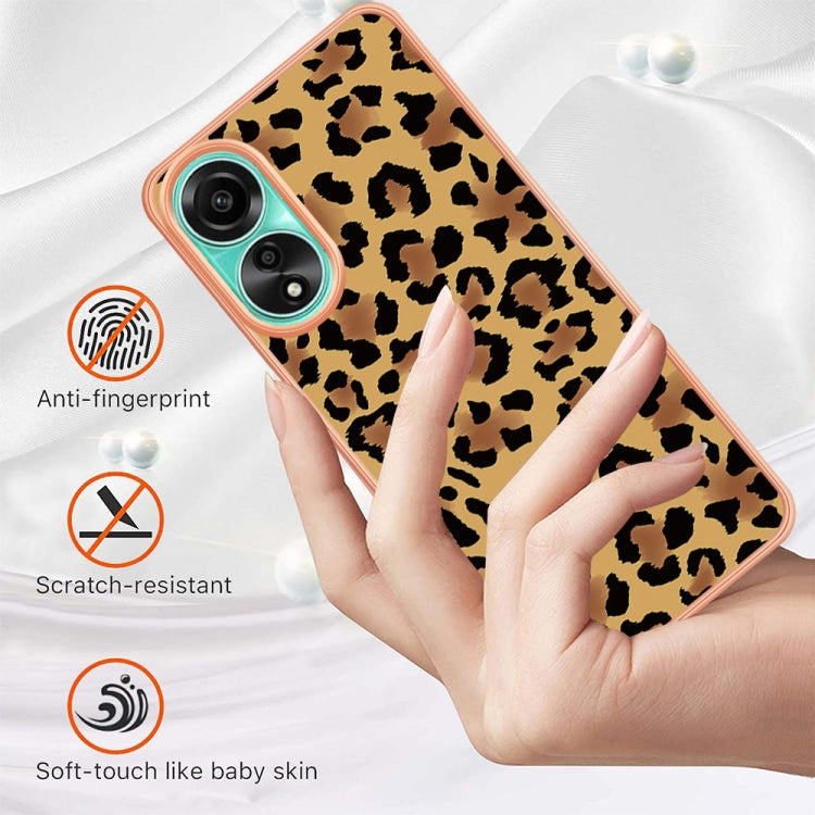 For OPPO A78 4G Electroplating Marble Dual-side IMD Phone Case(Leopard Print) - OPPO Cases by PMC TechLife | Online Shopping South Africa | PMC TechLife | Buy Now Pay Later Mobicred