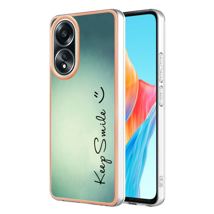 For OPPO A58 4G Electroplating Marble Dual-side IMD Phone Case(Smile) - OPPO Cases by PMC TechLife | Online Shopping South Africa | PMC TechLife | Buy Now Pay Later Mobicred