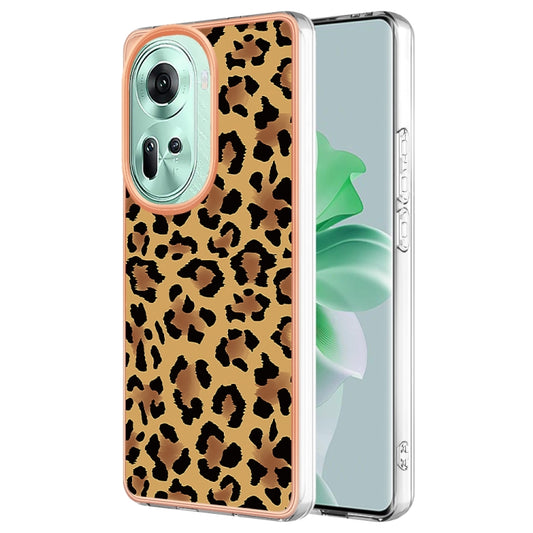 For OPPO Reno11 5G Global Electroplating Marble Dual-side IMD Phone Case(Leopard Print) - Reno11 Cases by PMC Jewellery | Online Shopping South Africa | PMC Jewellery | Buy Now Pay Later Mobicred