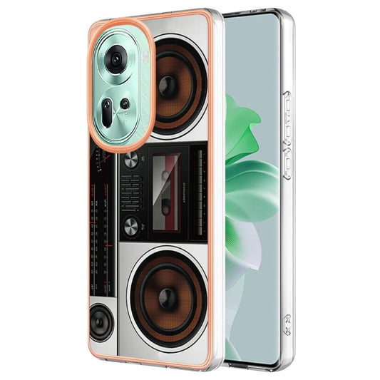 For OPPO Reno11 5G Global Electroplating Marble Dual-side IMD Phone Case(Retro Radio) - Reno11 Cases by PMC Jewellery | Online Shopping South Africa | PMC Jewellery | Buy Now Pay Later Mobicred