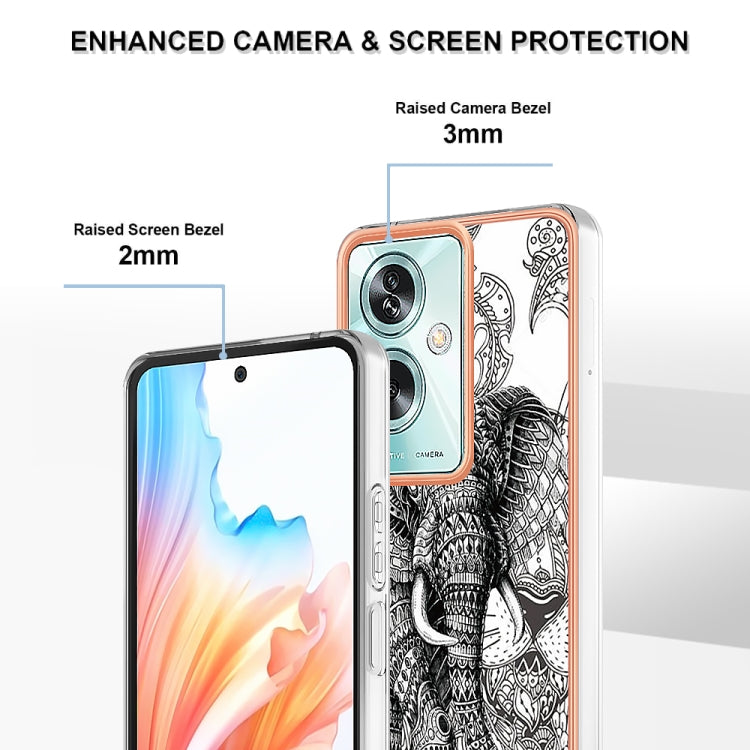 For OPPO A79 5G Global Electroplating Marble Dual-side IMD Phone Case(Totem Elephant) - OPPO Cases by PMC Jewellery | Online Shopping South Africa | PMC Jewellery | Buy Now Pay Later Mobicred