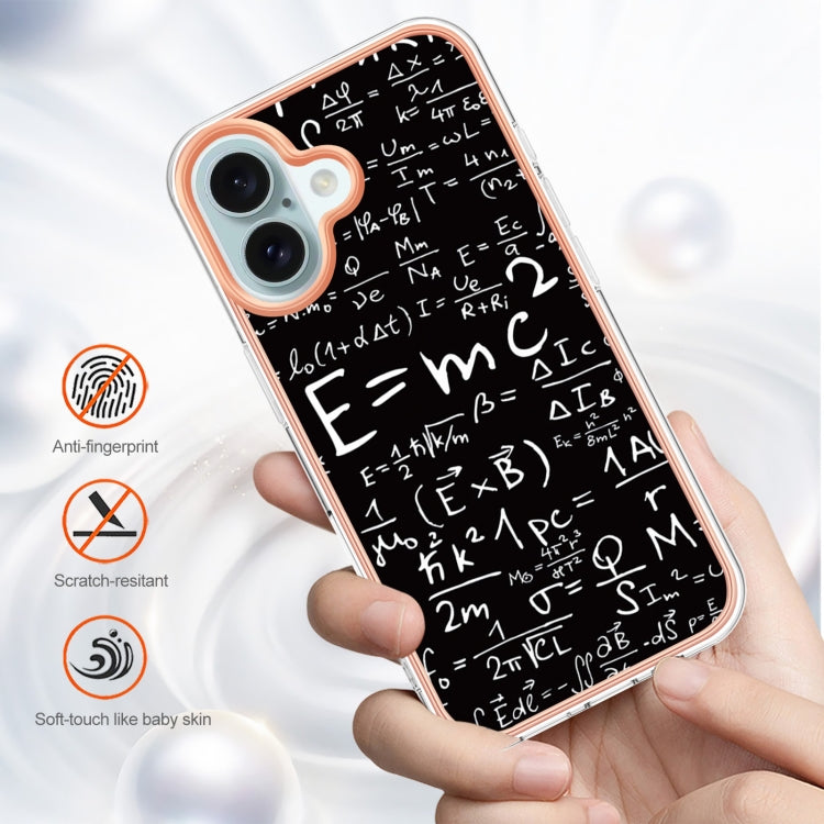 For iPhone 16 Plus Electroplating Marble Dual-side IMD Phone Case(Equation) - iPhone 16 Plus Cases by PMC TechLife | Online Shopping South Africa | PMC TechLife | Buy Now Pay Later Mobicred
