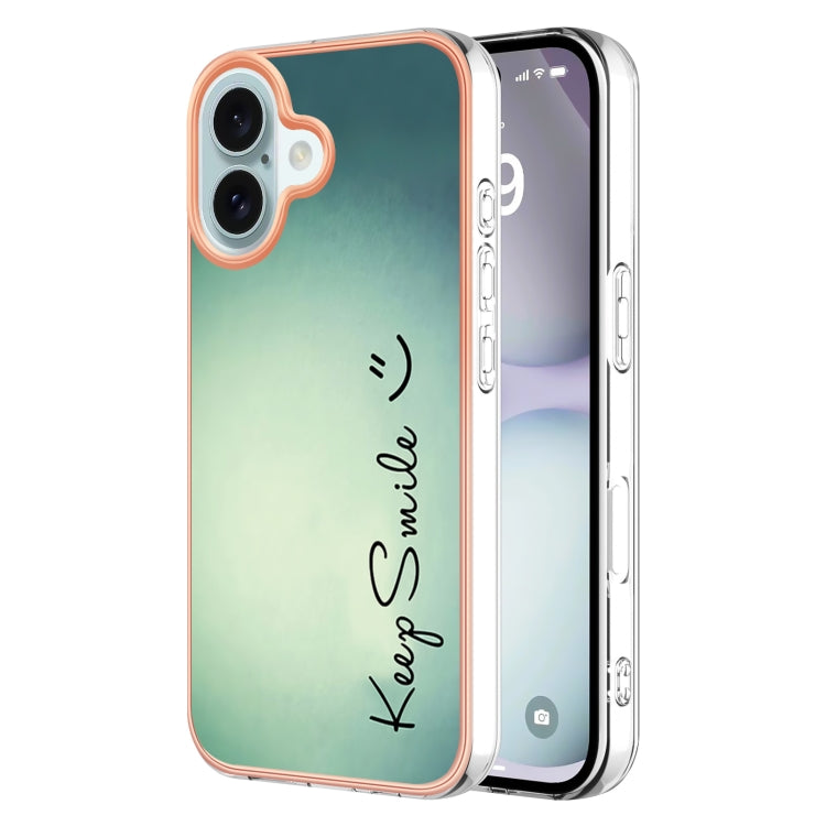 For iPhone 16 Electroplating Marble Dual-side IMD Phone Case(Smile) - iPhone 16 Cases by PMC TechLife | Online Shopping South Africa | PMC TechLife | Buy Now Pay Later Mobicred