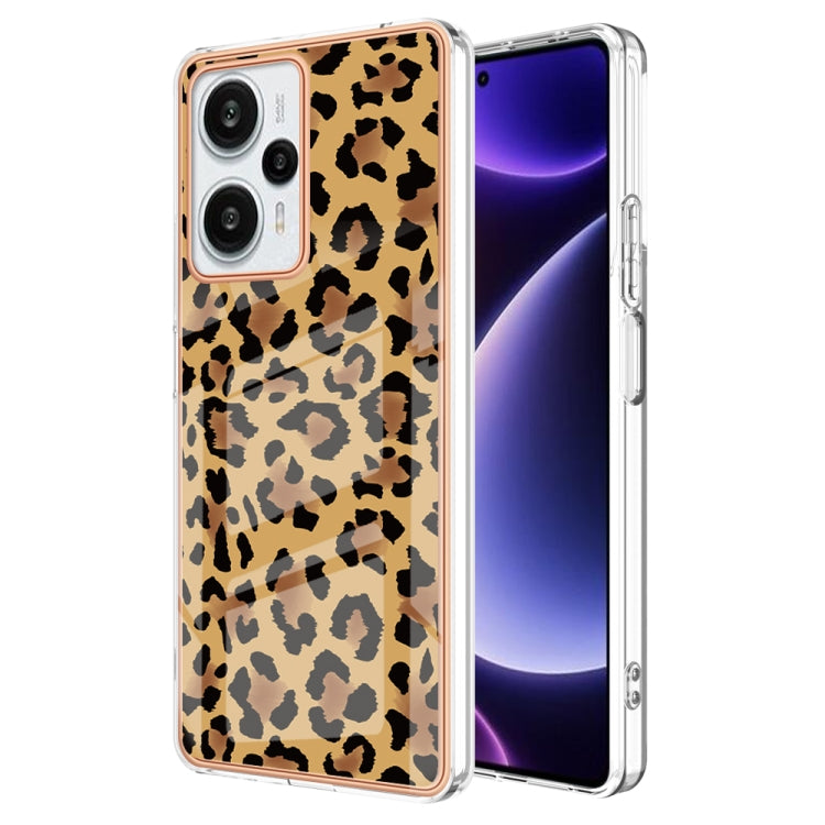 For Xiaomi Poco F5 / Redmi Note 12 Turbo Electroplating Marble Dual-side IMD Phone Case(Leopard Print) - Xiaomi Cases by PMC TechLife | Online Shopping South Africa | PMC TechLife | Buy Now Pay Later Mobicred