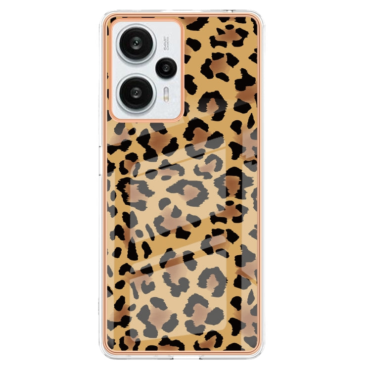 For Xiaomi Poco F5 / Redmi Note 12 Turbo Electroplating Marble Dual-side IMD Phone Case(Leopard Print) - Xiaomi Cases by PMC TechLife | Online Shopping South Africa | PMC TechLife | Buy Now Pay Later Mobicred