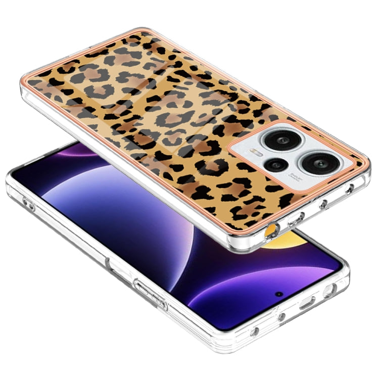 For Xiaomi Poco F5 / Redmi Note 12 Turbo Electroplating Marble Dual-side IMD Phone Case(Leopard Print) - Xiaomi Cases by PMC TechLife | Online Shopping South Africa | PMC TechLife | Buy Now Pay Later Mobicred